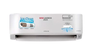 Hitachi 1 Ton Class 3 Star, 4-Way Swing, ice Clean, Xpandable+, Inverter Split AC (100% Copper, Dust Filter, 3400SXL RAS.D312PCBIBS, Whit