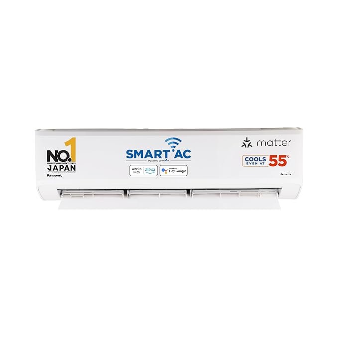 Panasonic 1.5 Ton 5 Star Premium Wi-Fi Inverter Smart Split AC (Matter Enabled, Higher Airflow, Copper Condenser, 7in1 Convertible, True AI, 4-Way, PM 0.1 Filter, CS/CU-NU18AKY5WX, White)